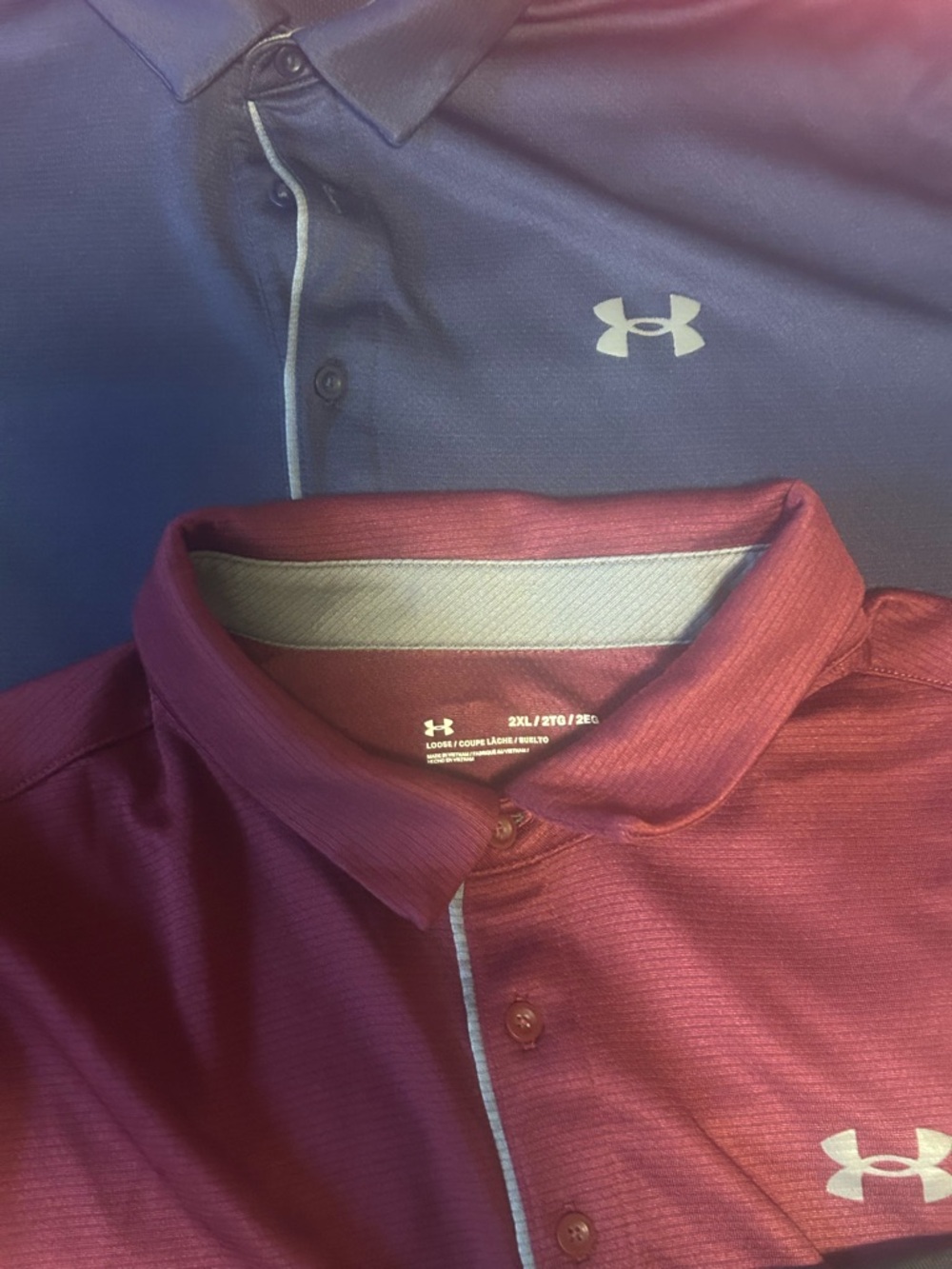 Under Armour Men’s Polo Bundle - Coral, Navy, Maroon, Black - Picture 3 of 5
